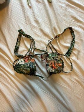 San Lorenzo Tropical Palm / Orange Bikini Top